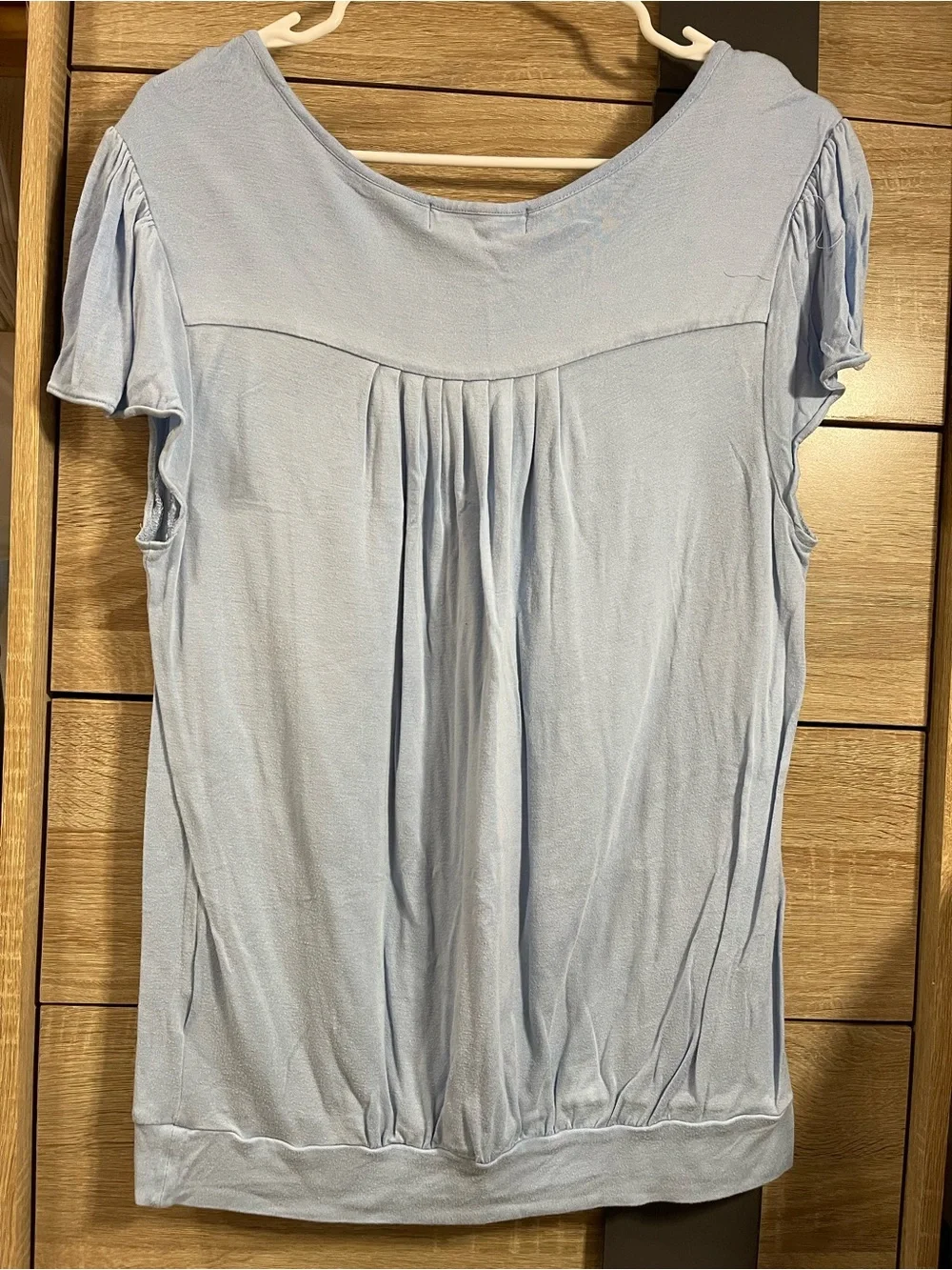 Michael Kors Pale Blue Short Sleeve Scoop Neck Top